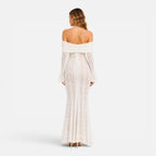 Felorro | Women’s Off Shoulder Lace Maxi Dress with Flare Sleeves