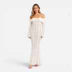 Felorro | Women’s Off Shoulder Lace Maxi Dress with Flare Sleeves