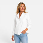 Felorro | Women’s Ruffle Collar Button-Up Blouse – Long Sleeve Striped Shirt