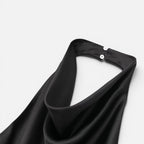 Felorro | Women’s Satin Halter Neck Top with Draped Elegant Fit