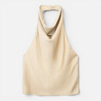 Felorro | Women’s Satin Halter Neck Top with Draped Elegant Fit