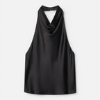 Felorro | Women’s Satin Halter Neck Top with Draped Elegant Fit