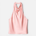 Felorro | Women’s Satin Halter Neck Top with Draped Elegant Fit