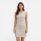 Felorro | Women’s Striped Dress Sleeveless Button Front Slim Fit