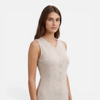 Felorro | Women’s Striped Dress Sleeveless Button Front Slim Fit