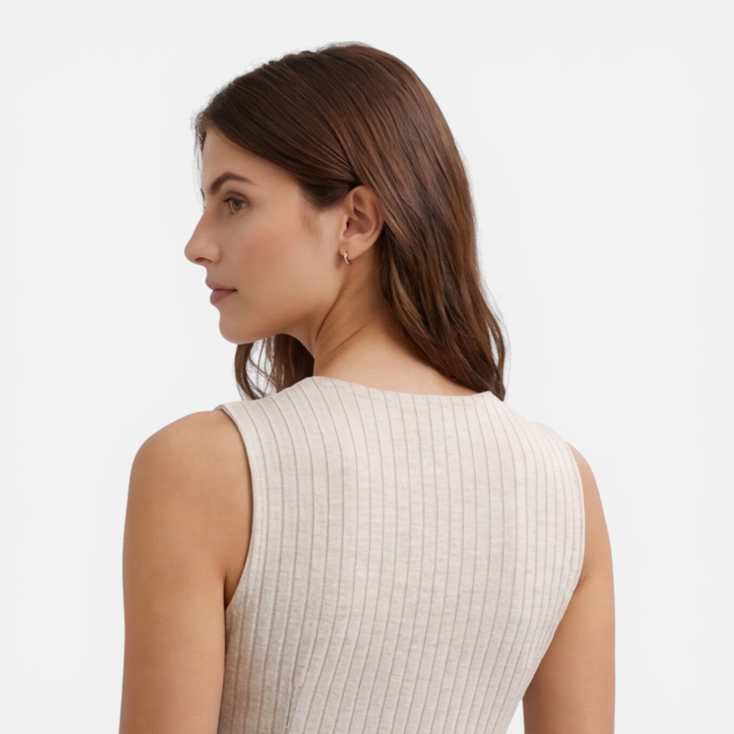 Felorro | Women’s Striped Dress Sleeveless Button Front Slim Fit