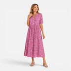 Felorro | Women's V-Neck A-Line Floral Midi Dress