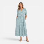 Felorro | Women's V-Neck A-Line Floral Midi Dress