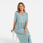 Felorro | Women's V-Neck A-Line Floral Midi Dress