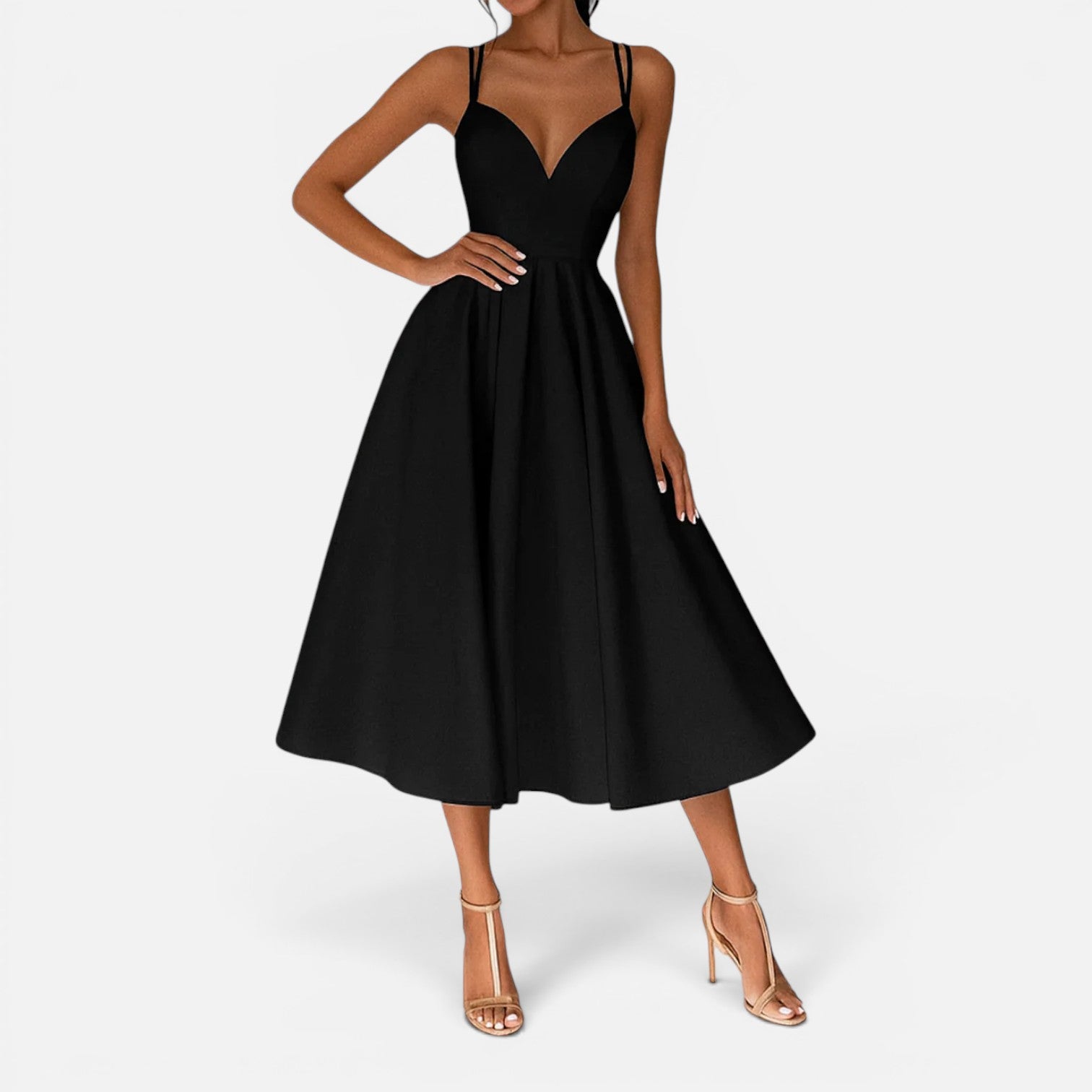 Felorro | Women's Wedding Guest Midi Dress with Waist Flowing Cut