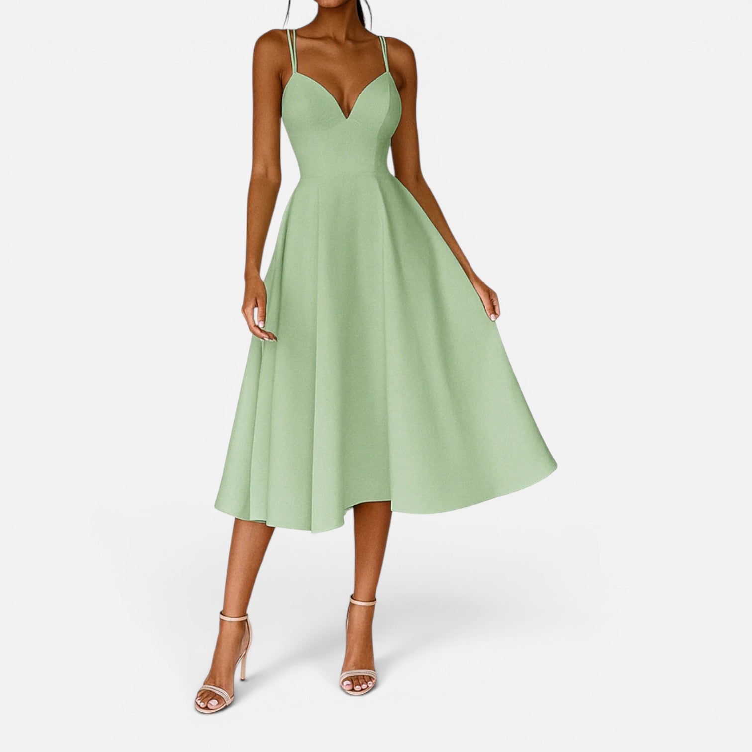 Felorro | Women's Wedding Guest Midi Dress with Waist Flowing Cut