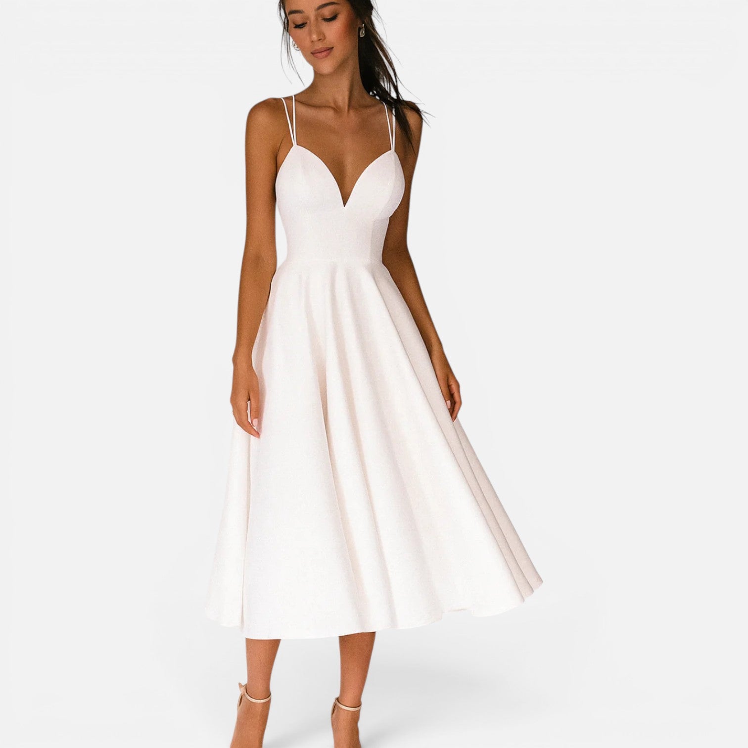 Felorro | Women's Wedding Guest Midi Dress with Waist Flowing Cut