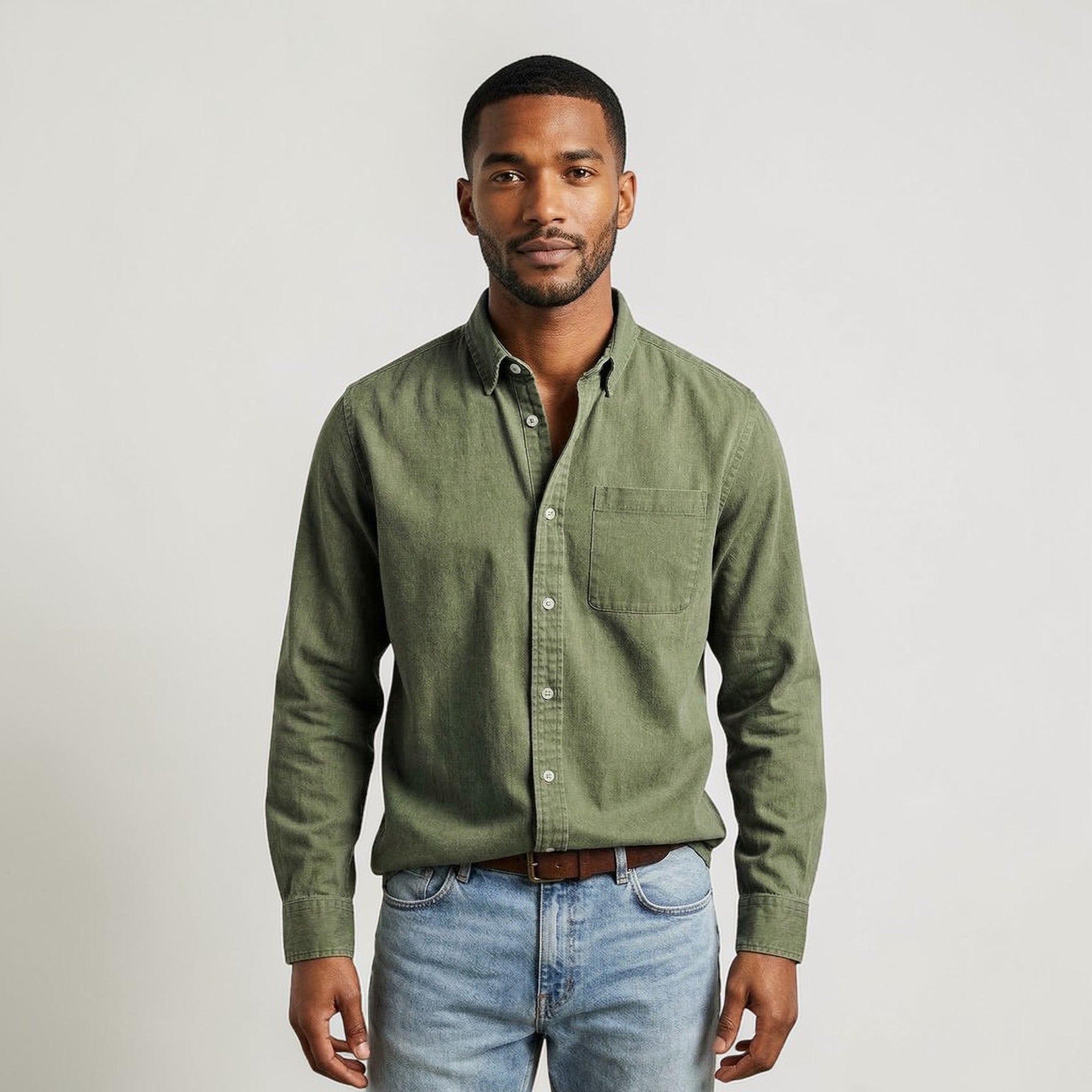 Men’s Classic Long Sleeve Button-Up Casual Shirt