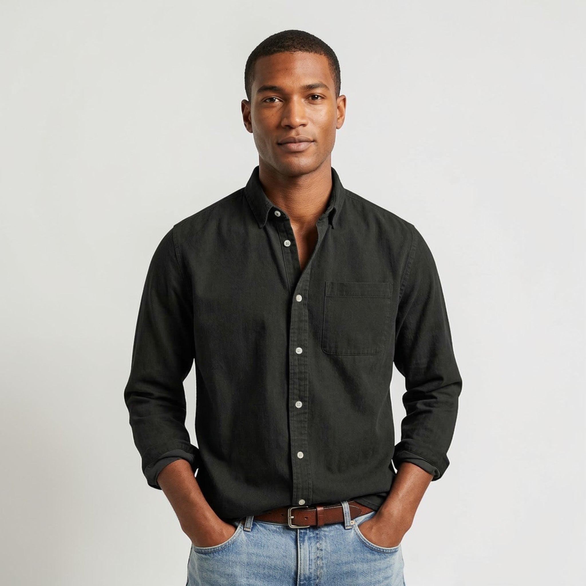 Men’s Classic Long Sleeve Button-Up Casual Shirt