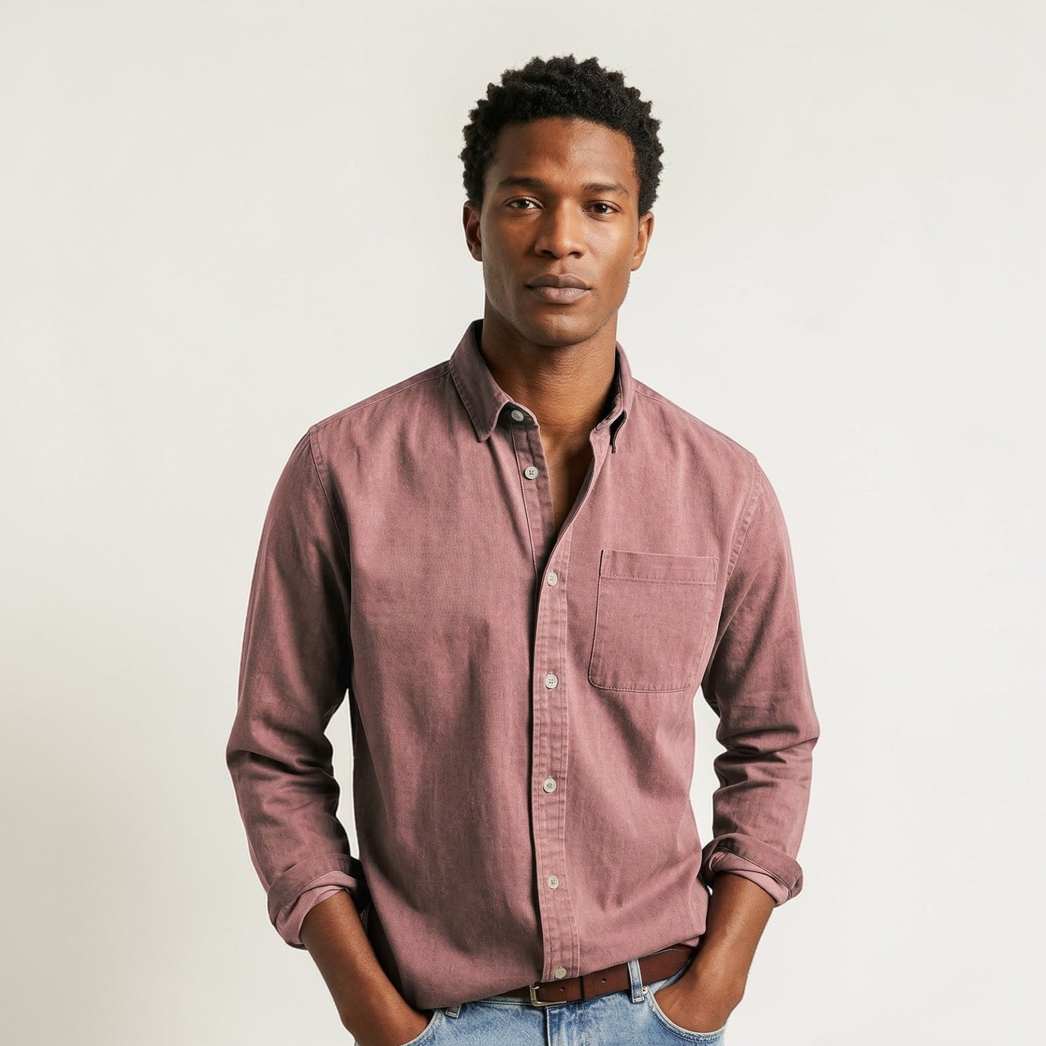 Men’s Classic Long Sleeve Button-Up Casual Shirt