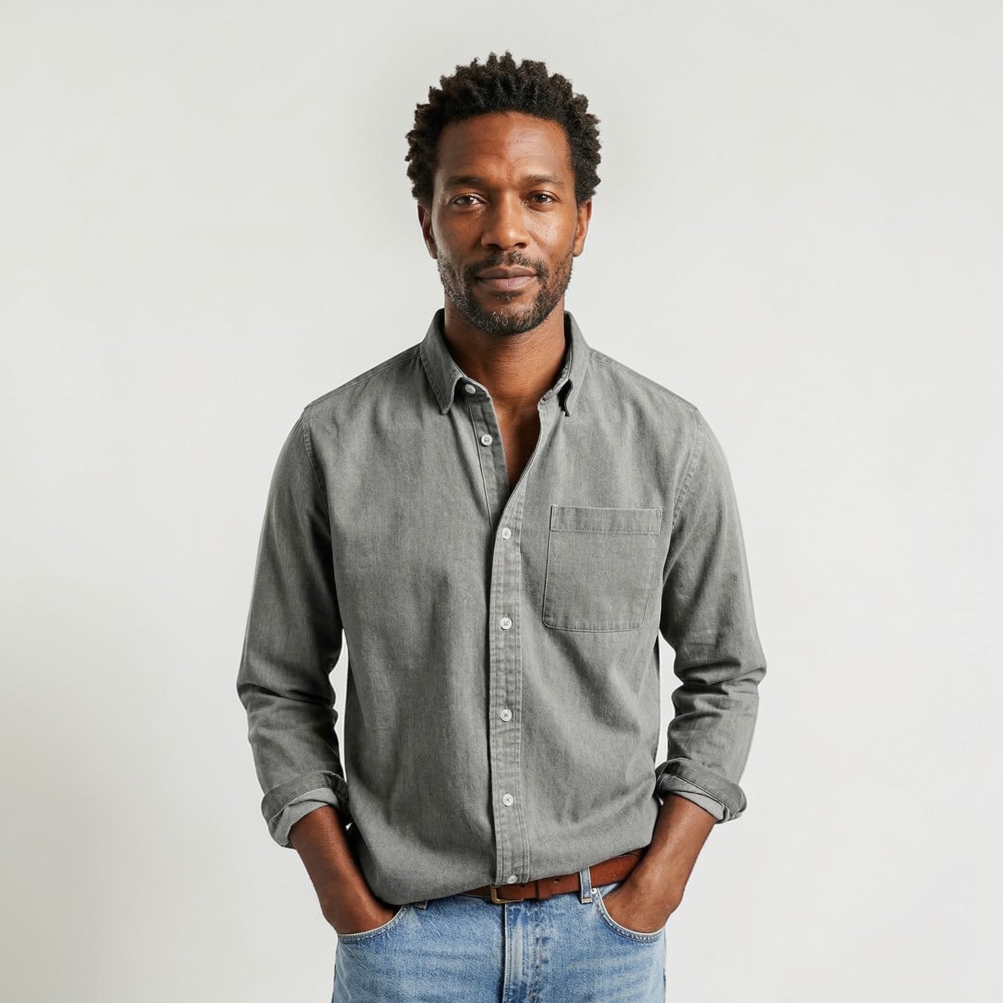 Men’s Classic Long Sleeve Button-Up Casual Shirt