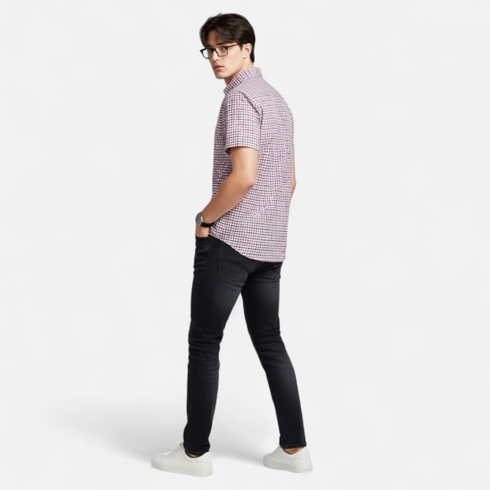 Men’s Oxford Cotton Short Sleeve Button-Up Shirt