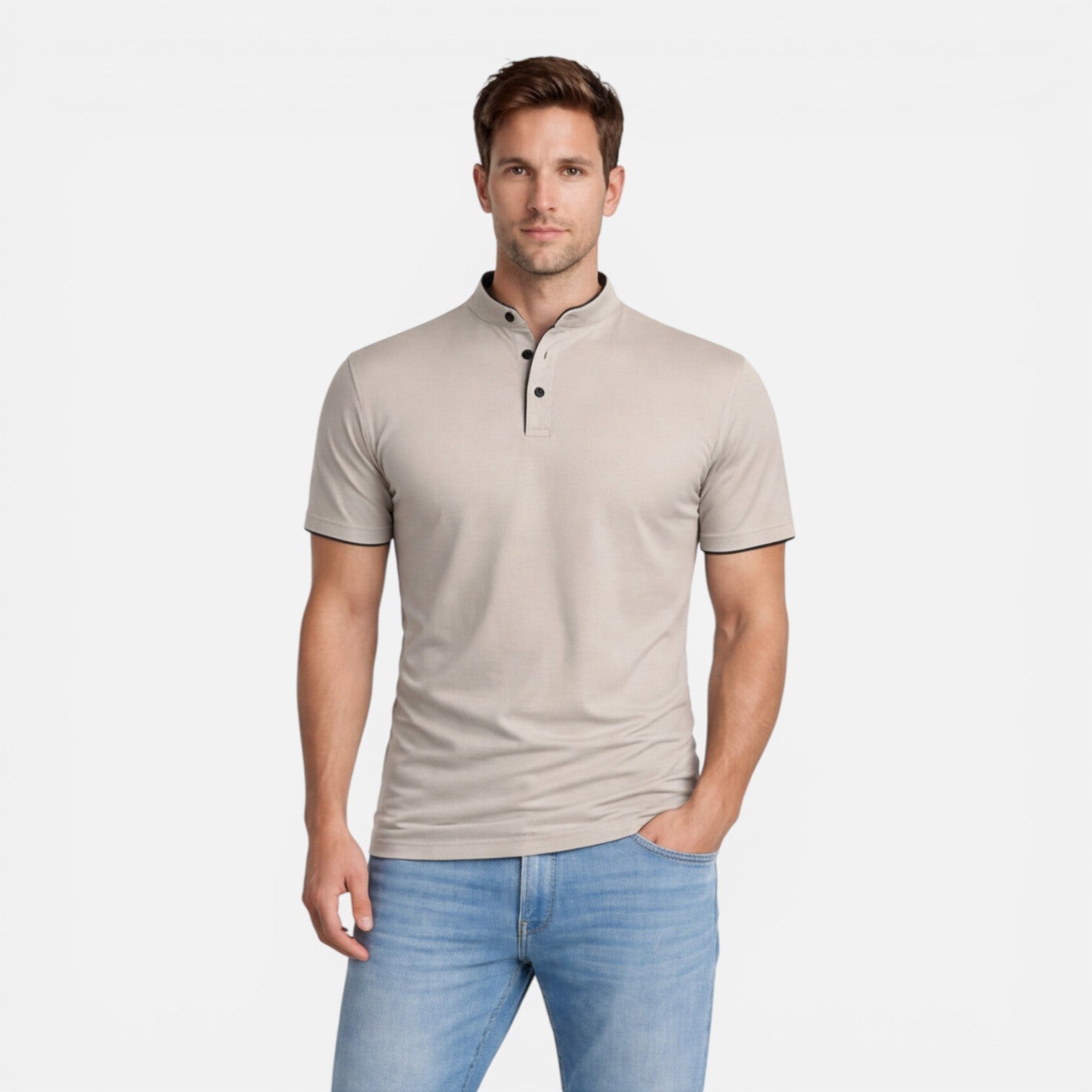 Men’s Short Sleeve Henley Shirt Soft Cotton Slim Fit Casual
