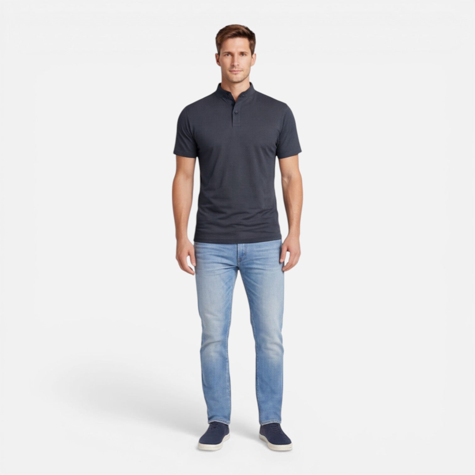 Men’s Short Sleeve Henley Shirt Soft Cotton Slim Fit Casual