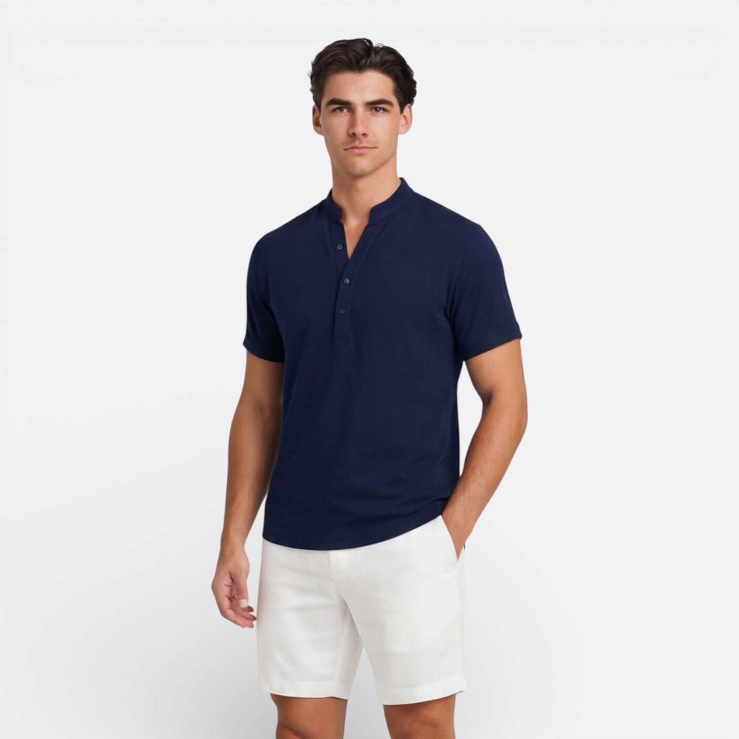 Men’s Short Sleeve Henley Shirt Slim Fit Cotton Summer Casual