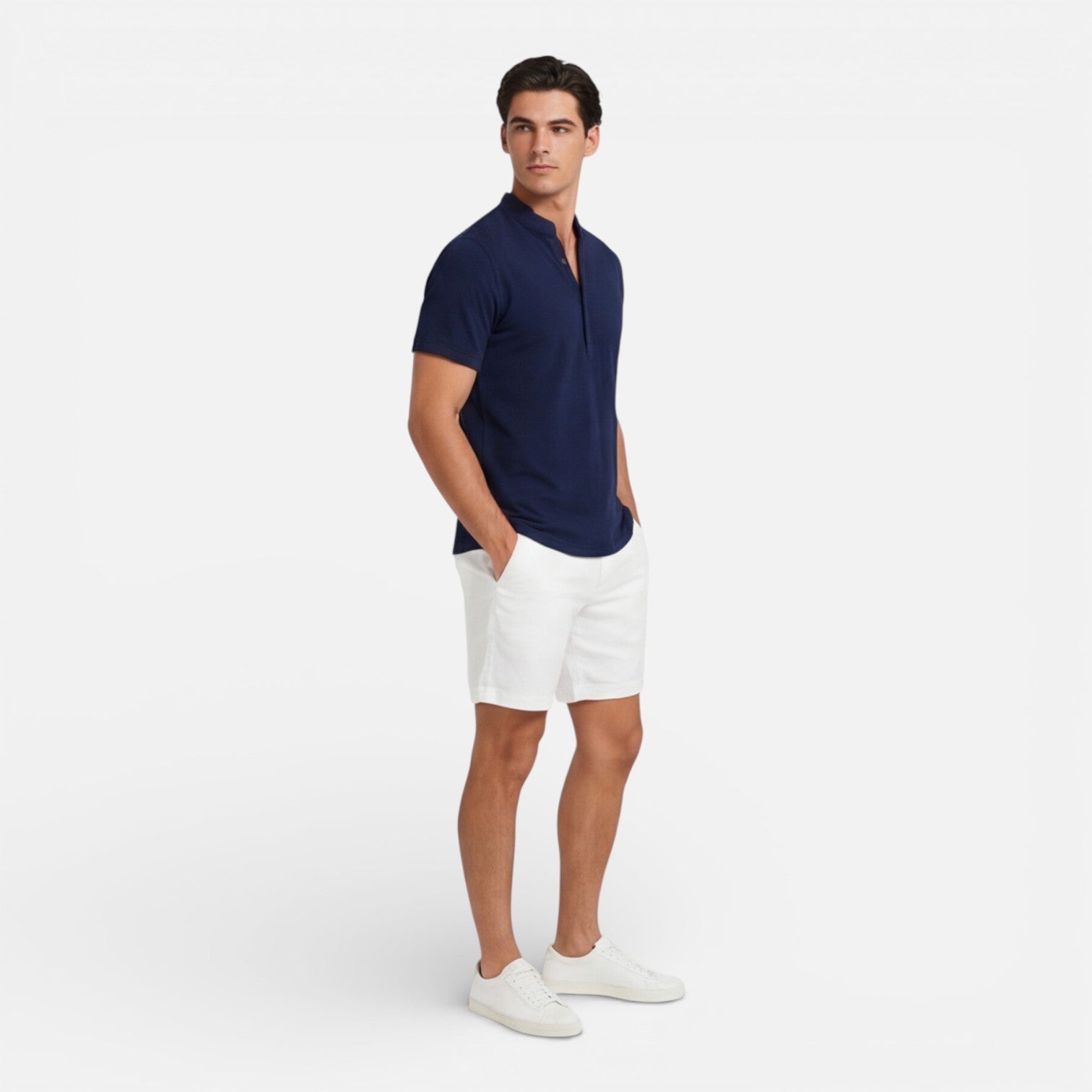 Men’s Short Sleeve Henley Shirt Slim Fit Cotton Summer Casual