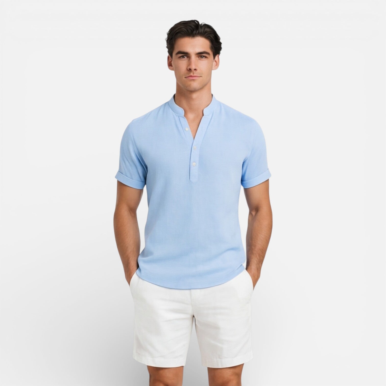 Men’s Short Sleeve Henley Shirt Slim Fit Cotton Summer Casual