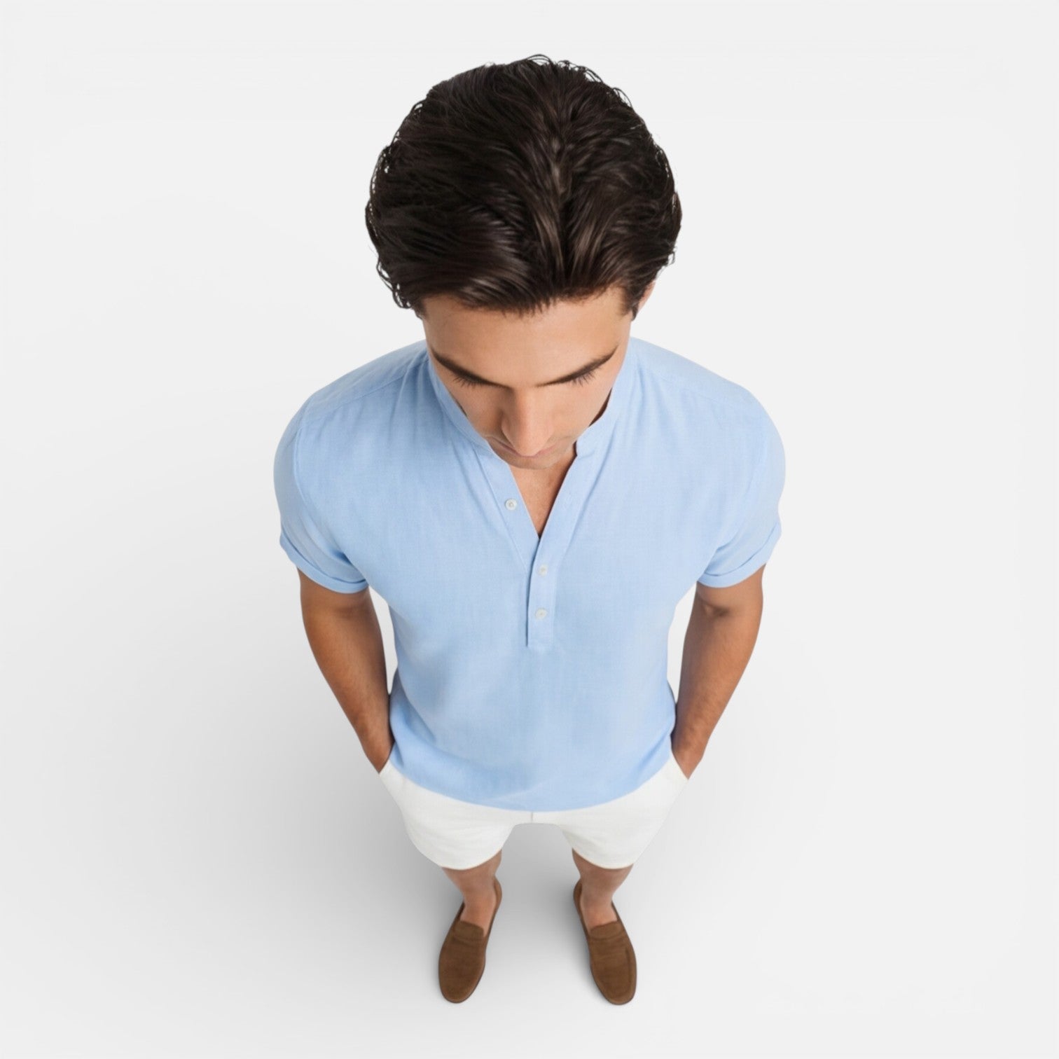 Men’s Short Sleeve Henley Shirt Slim Fit Cotton Summer Casual