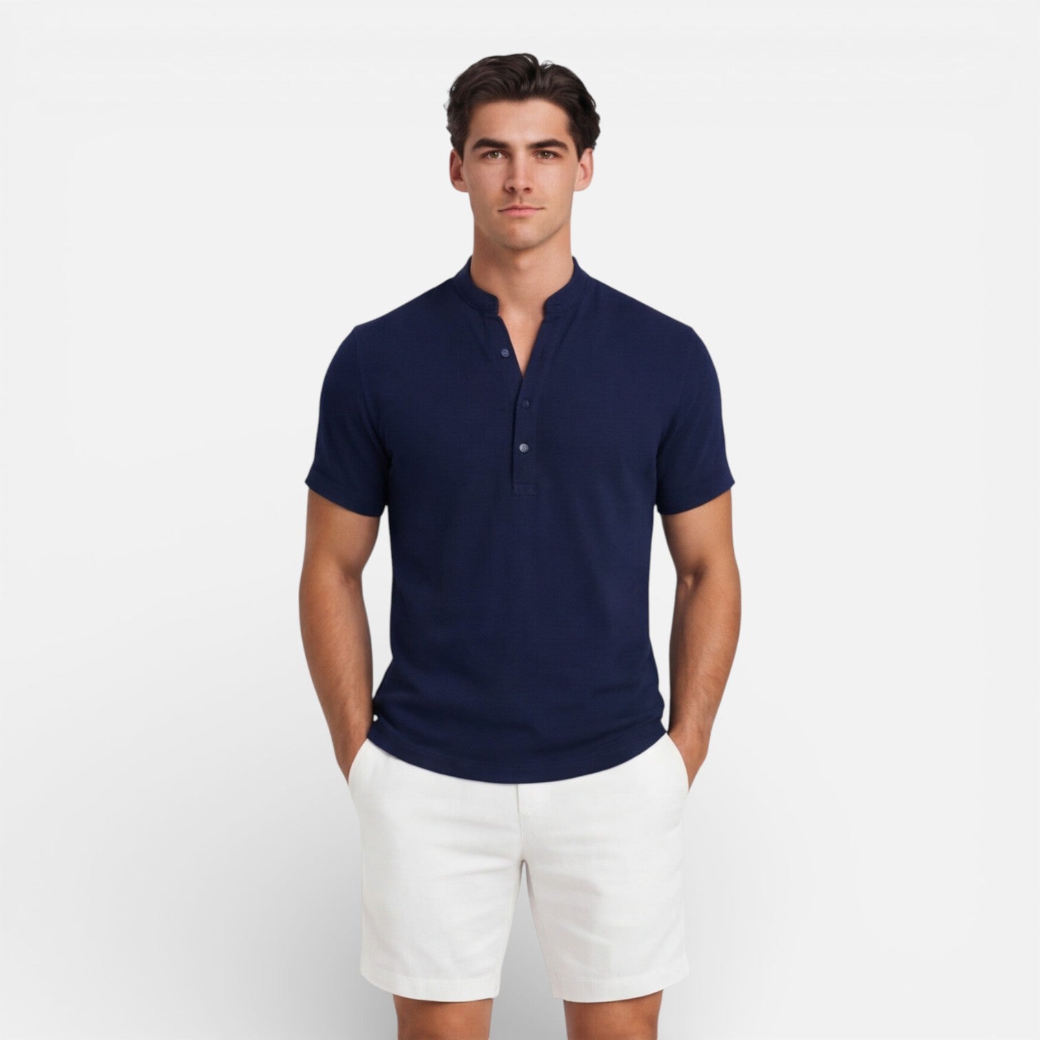 Men’s Short Sleeve Henley Shirt Slim Fit Cotton Summer Casual