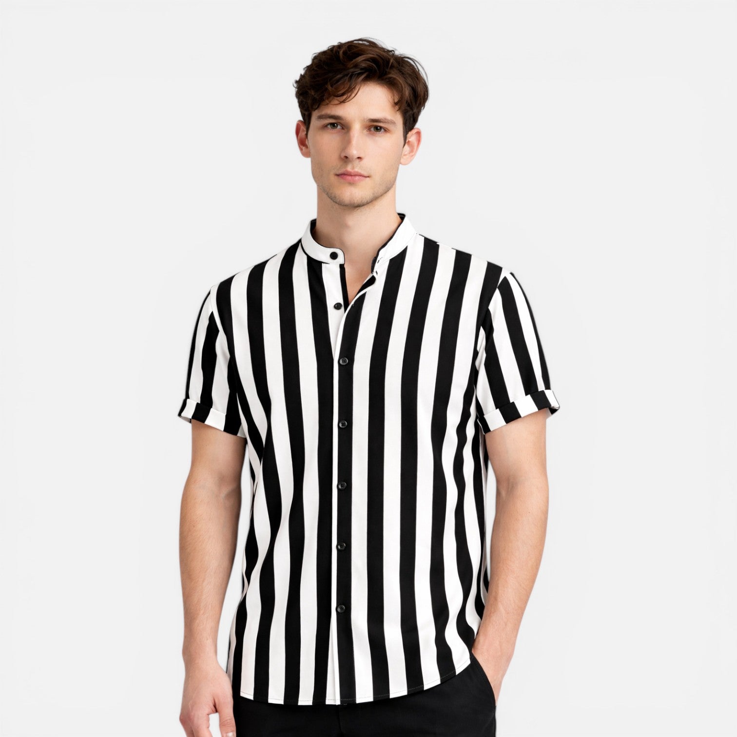 Felorro | Men’s Lightweight Summer Shirt Vertical Stripe Slim Fit