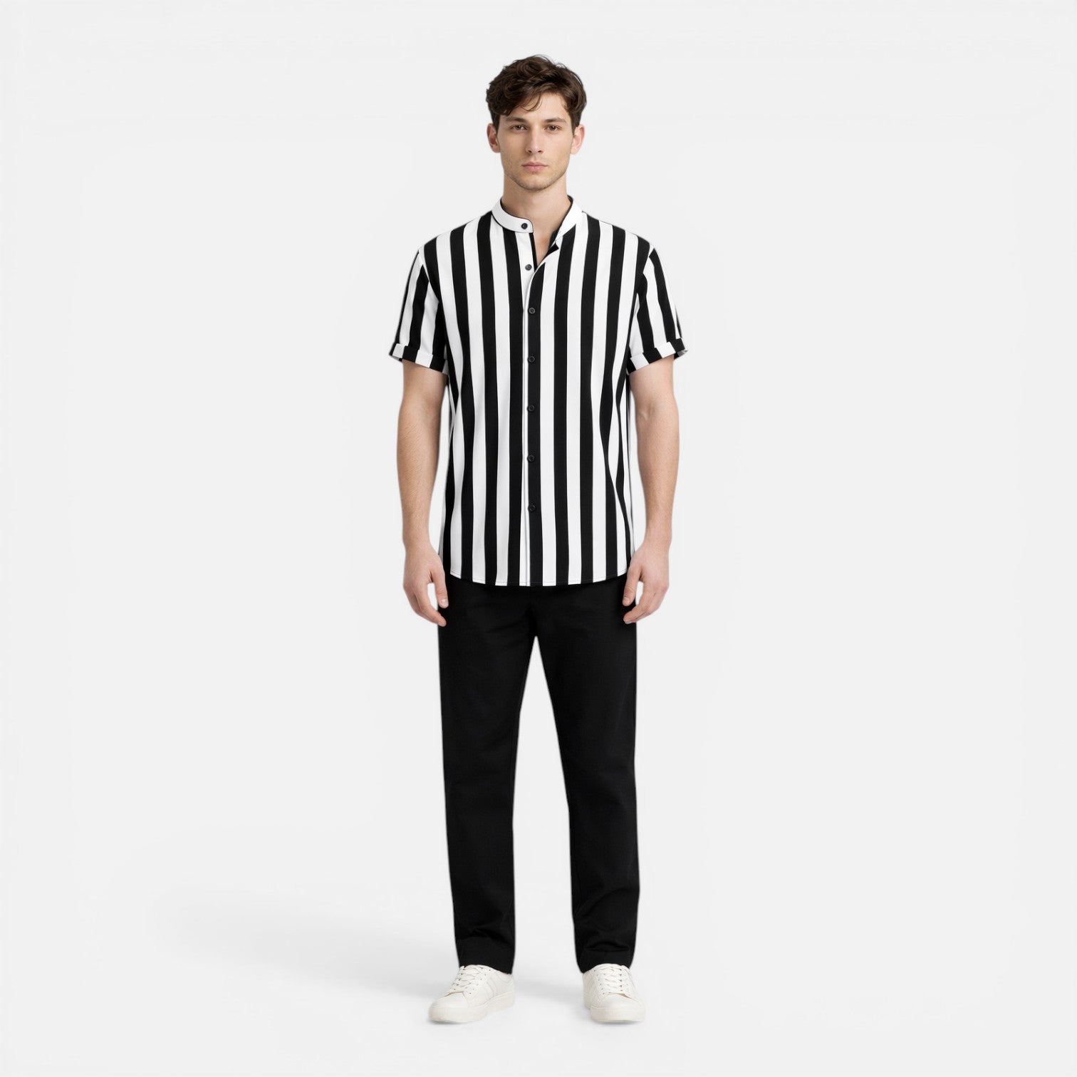 Felorro | Men’s Lightweight Summer Shirt Vertical Stripe Slim Fit