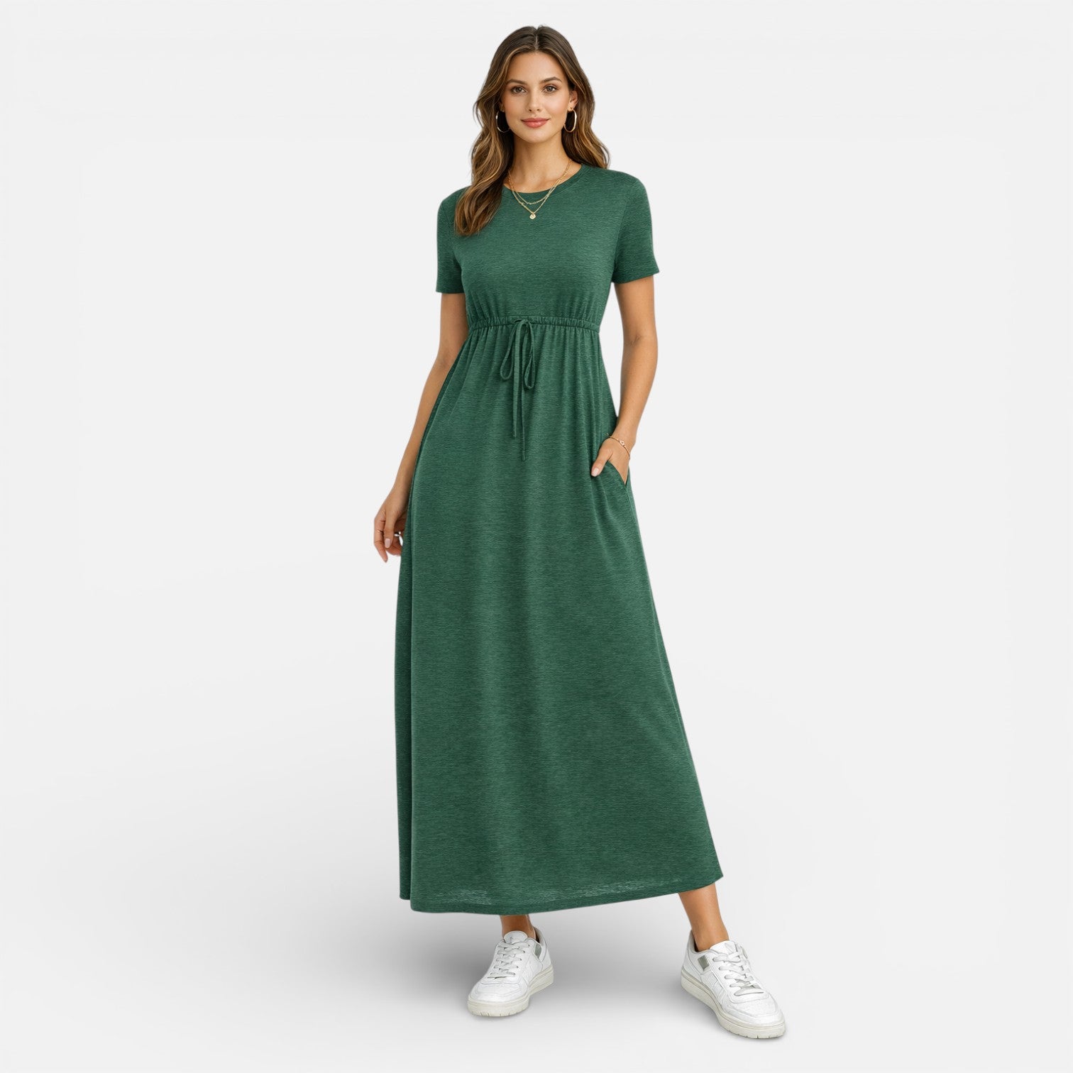 Women's Maxi Dress Cotton Comfort Classic Short Sleeve – Felorro Women's Maxi Dress Cotton Comfort Classic Short Sleeve – Felorro