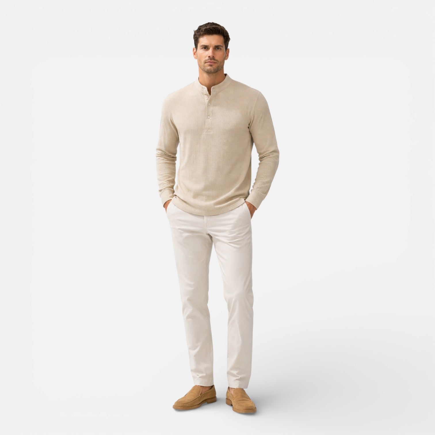 Men’s Henley Shirt Long Sleeve Classic Fit