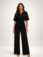 Women's Tie Waist Wide Leg Jumpsuit