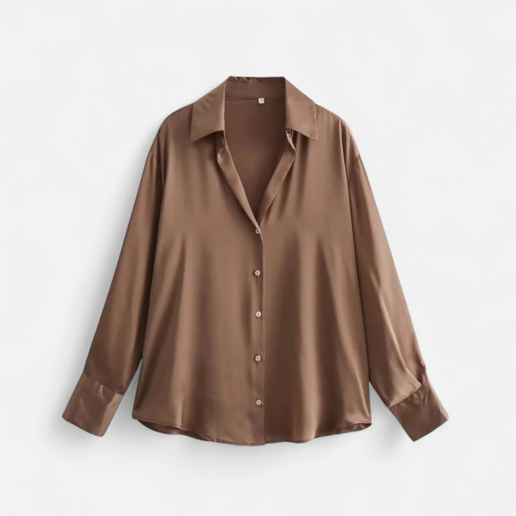 Women’s Button-Front Long Sleeve Blouse – Classic Fit