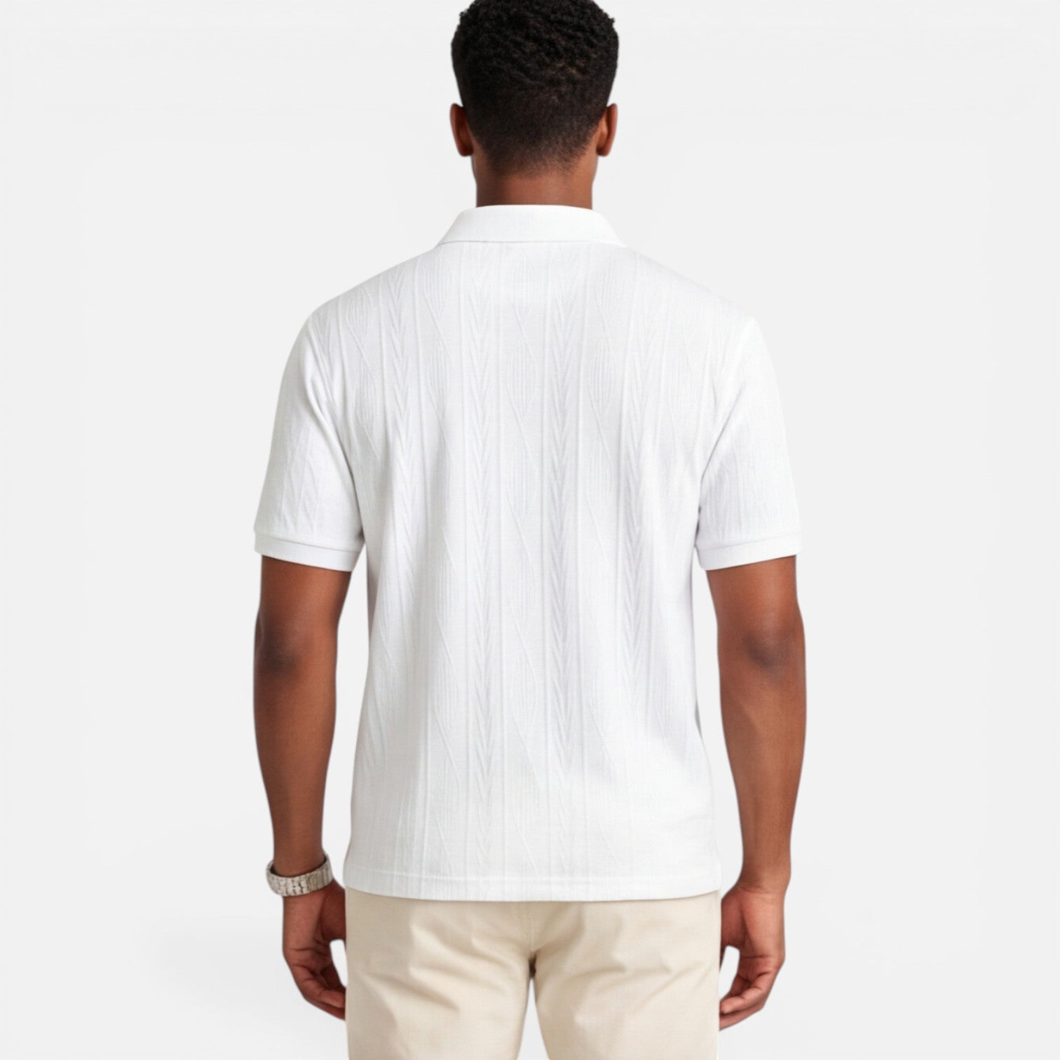 Felorro | Men’s Jacquard Knit Polo Shirt Breathable Slim Fit Casual