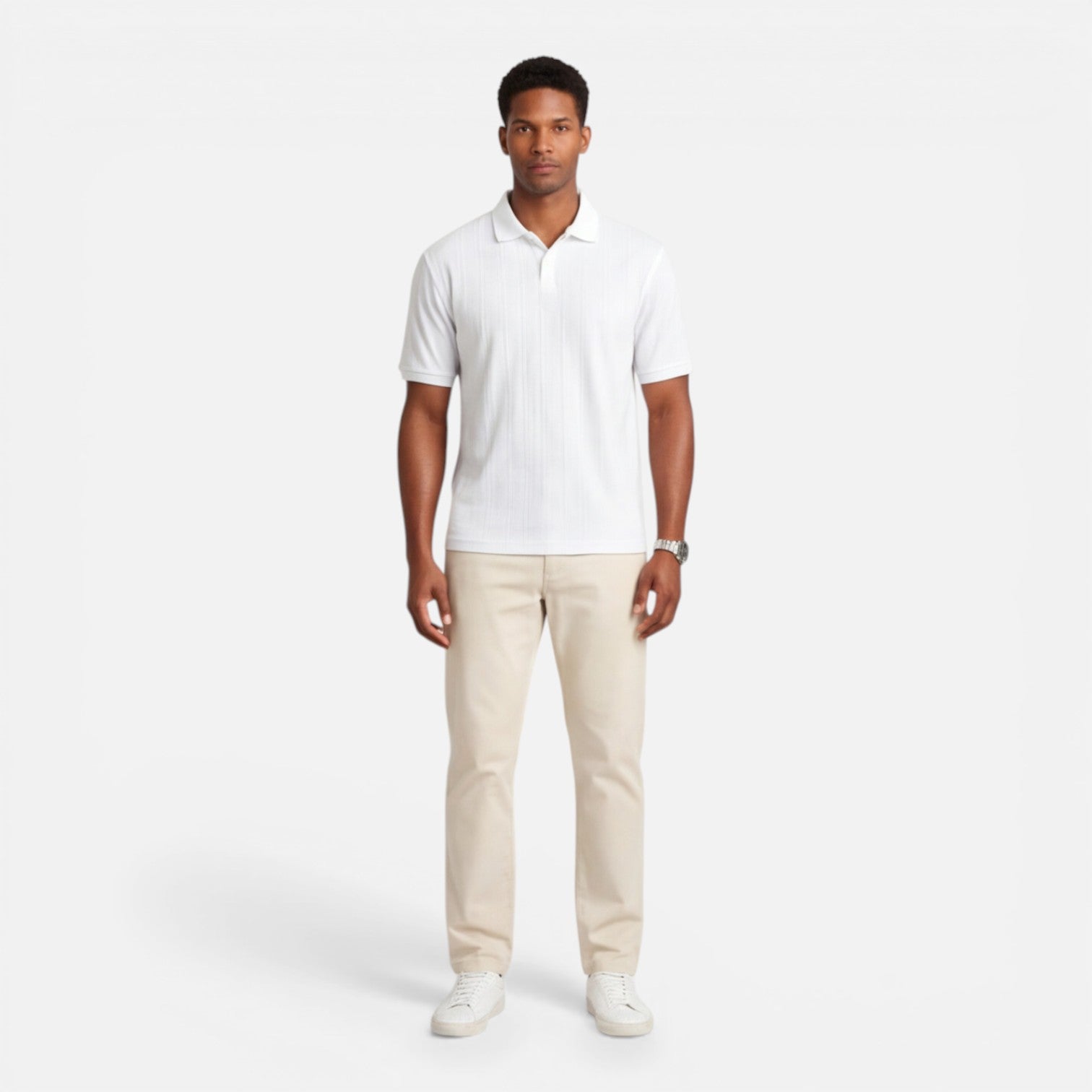 Felorro | Men’s Jacquard Knit Polo Shirt Breathable Slim Fit Casual