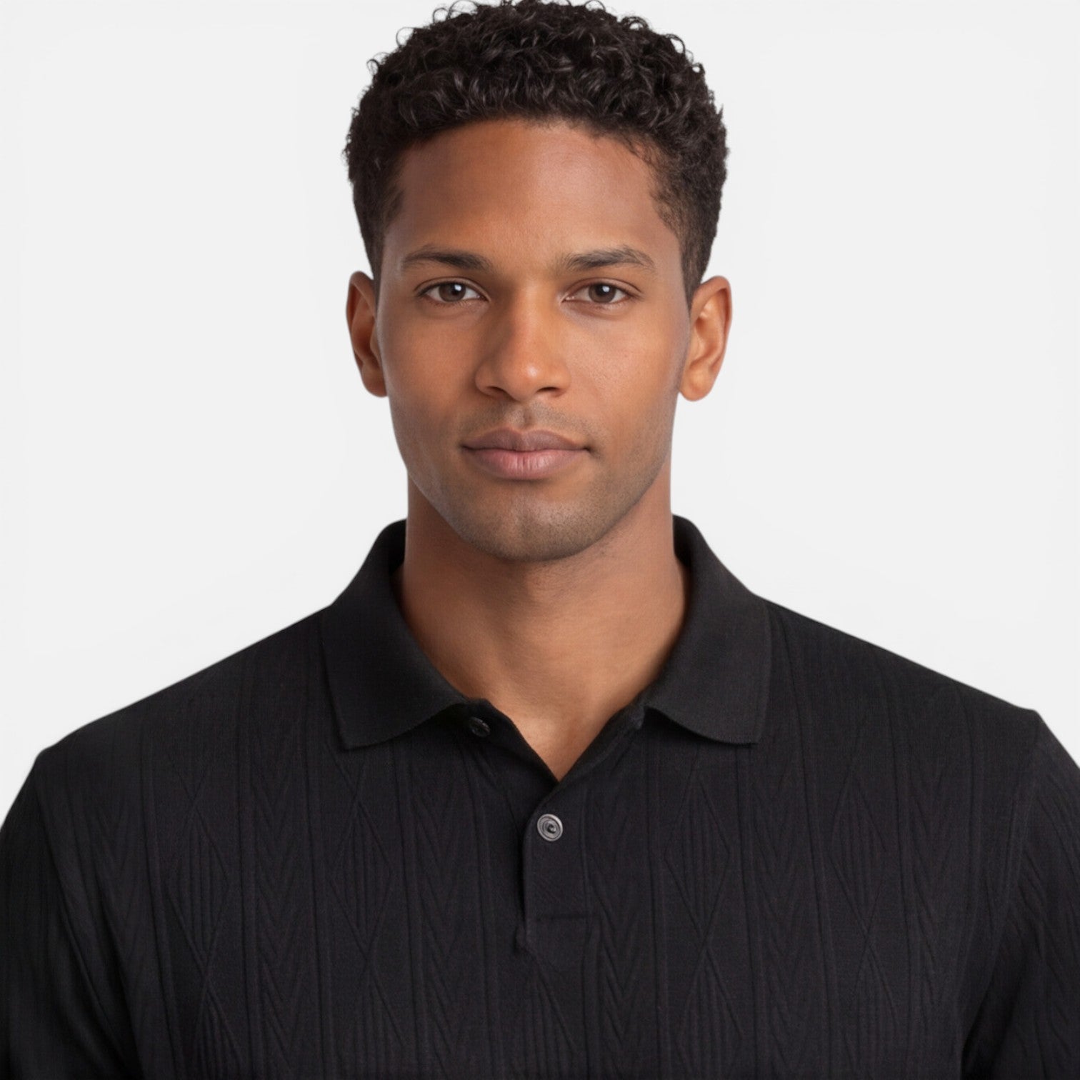 Felorro | Men’s Jacquard Knit Polo Shirt Breathable Slim Fit Casual