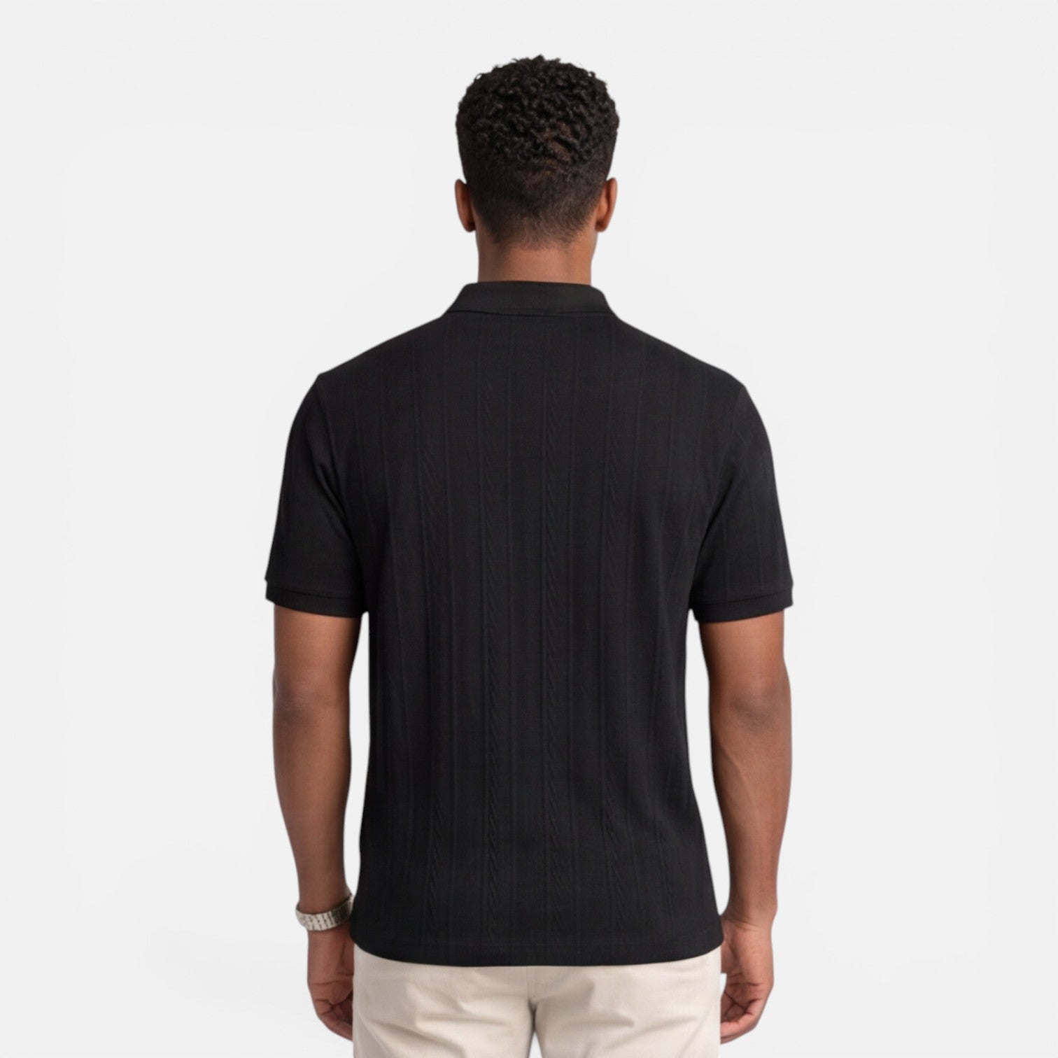 Felorro | Men’s Jacquard Knit Polo Shirt Breathable Slim Fit Casual