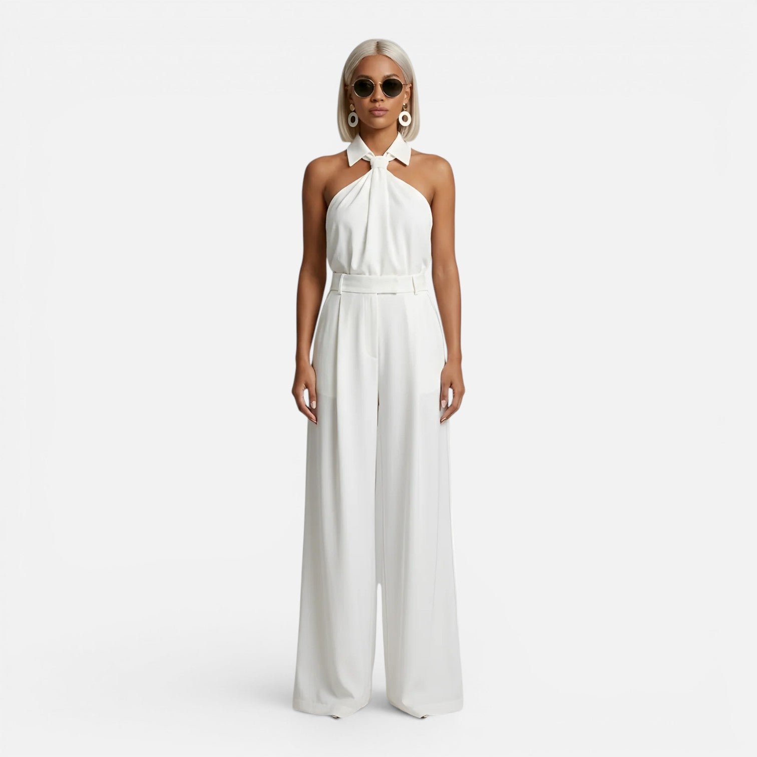 Felorro | Women’s Wide Leg Jumpsuit Halter Neck Elegant Loose Fit Pants