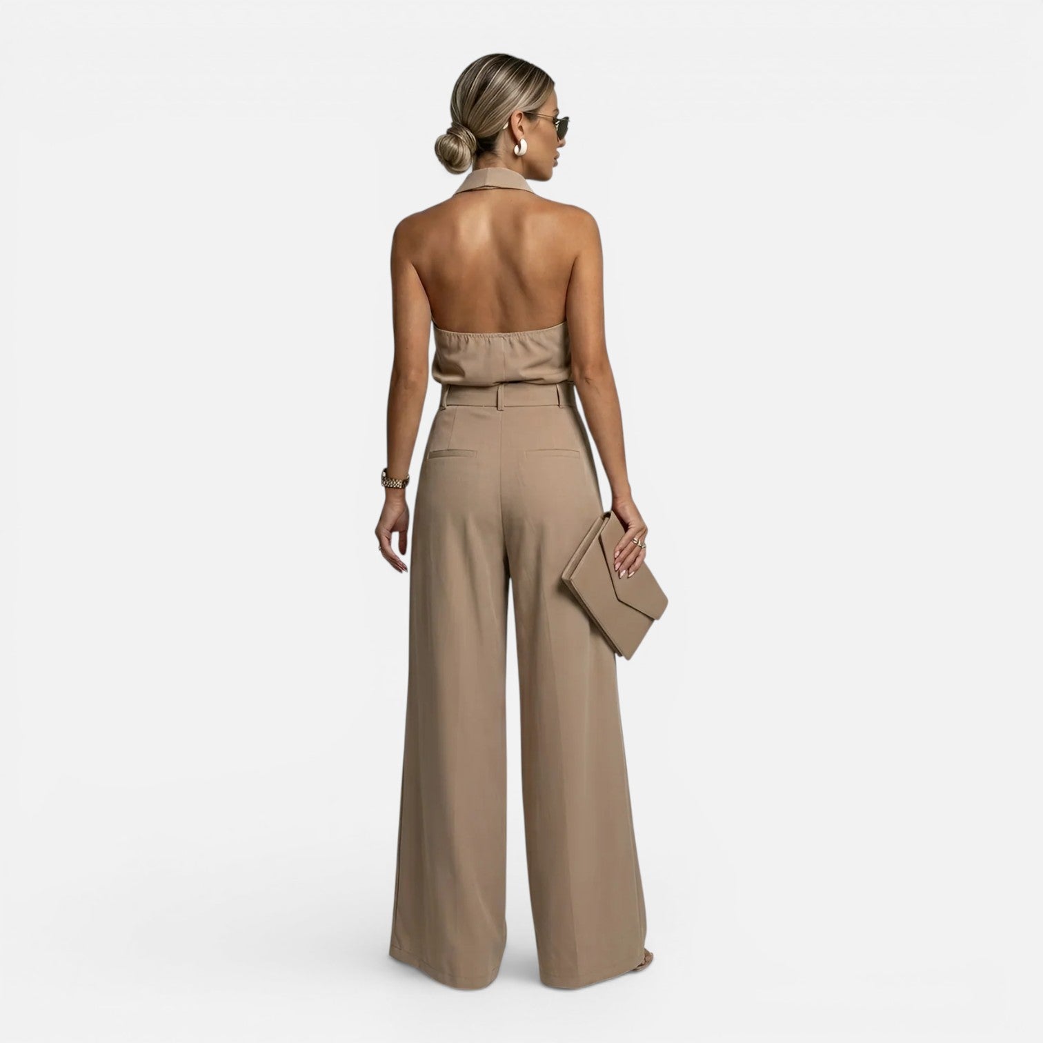 Felorro | Women’s Wide Leg Jumpsuit Halter Neck Elegant Loose Fit Pants
