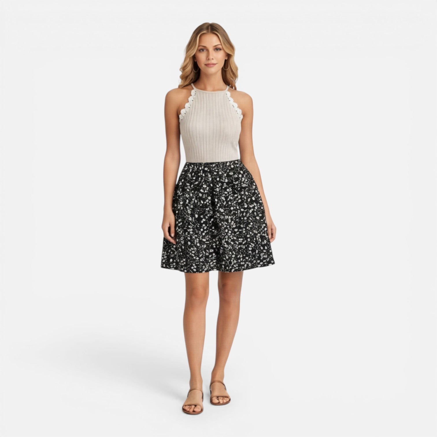 Felorro | Women’s Slim Fit Summer Dress Sleeveless Lace Trim Casual
