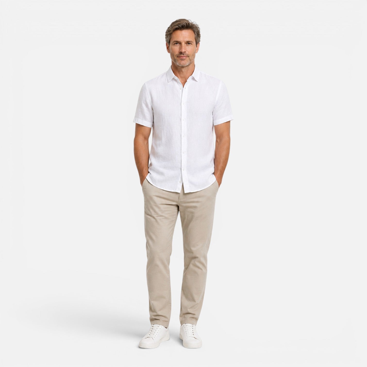 Felorro | Men’s Linen Shirt Breathable Comfort Short Sleeve Classic Fit