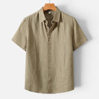 Felorro | Men’s Linen Shirt Breathable Comfort Short Sleeve Classic Fit