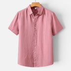 Felorro | Men’s Linen Shirt Breathable Comfort Short Sleeve Classic Fit