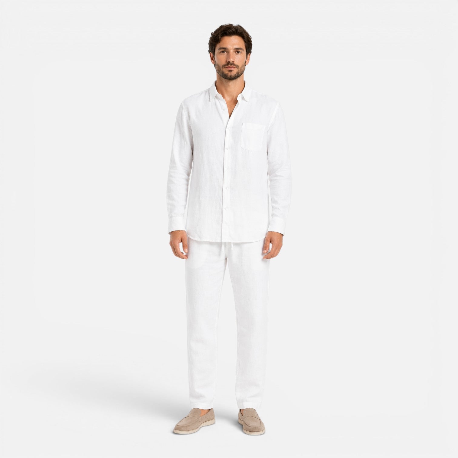 Felorro | Men’s Linen Set Summer Outfit Breathable Lightweight Two Piece