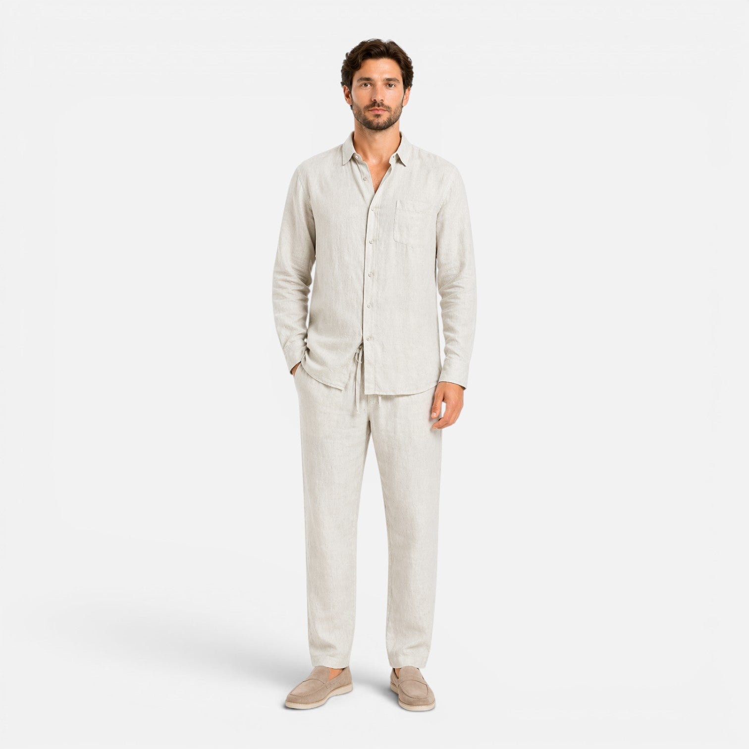 Felorro | Men’s Linen Set Summer Outfit Breathable Lightweight Two Piece