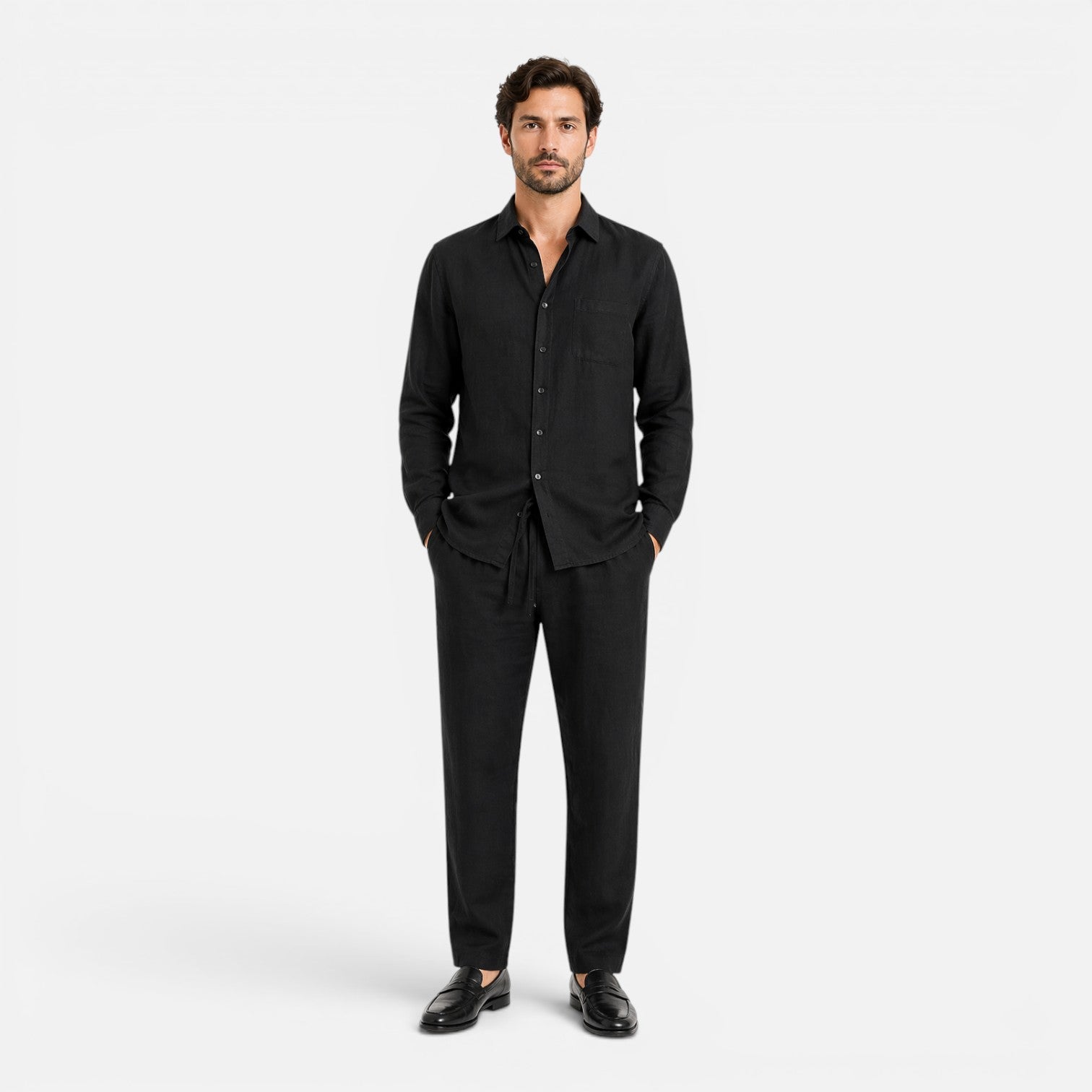 Felorro | Men’s Linen Set Summer Outfit Breathable Lightweight Two Piece