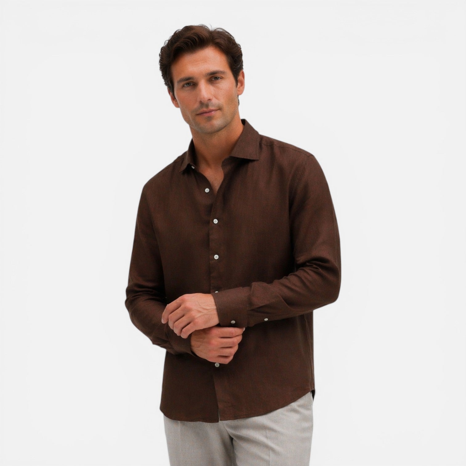 Felorro | Men’s Linen Shirt Slim Fit Summer Lightweight Business Casual
