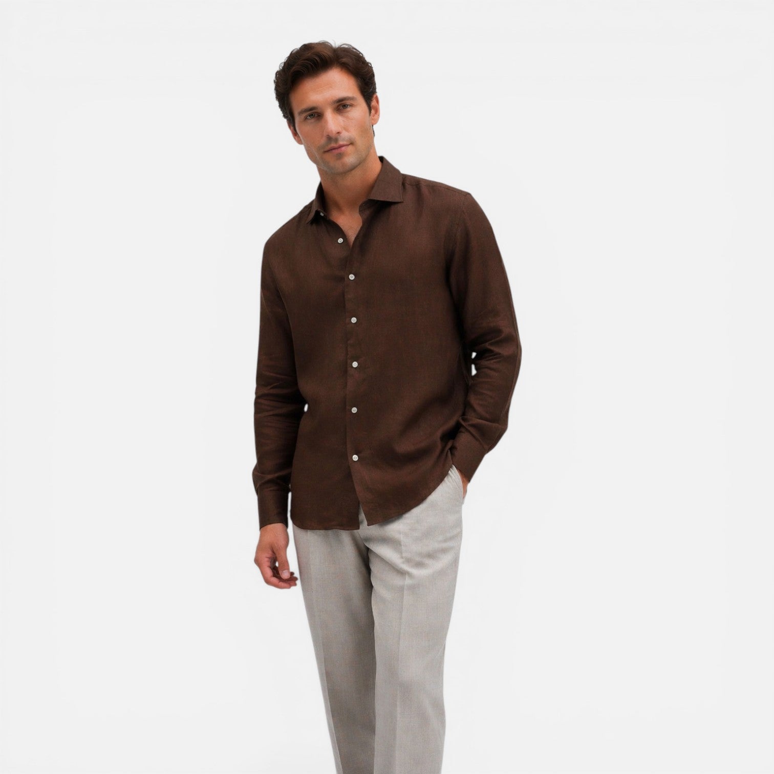 Felorro | Men’s Linen Shirt Slim Fit Summer Lightweight Business Casual