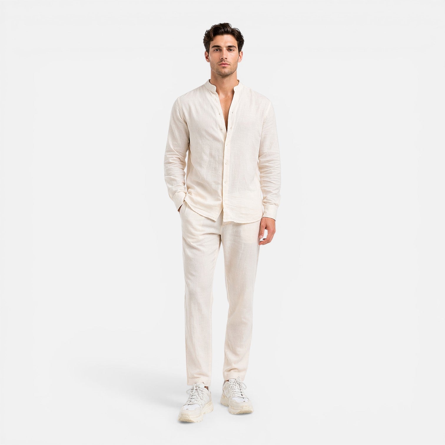 Felorro | Men’s Linen Set Relaxed Fit Matching Shirt and Trousers